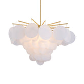 White Flaky Chandelier - Simple 4-Light Acrylic Ceiling Pendant - Wide Design for Bedroom (25"/25.5"/34") - This brilliant white ceiling pendant is perfect for adding a modern charm to any living space. It features an all-acrylic design with a beautiful, fla